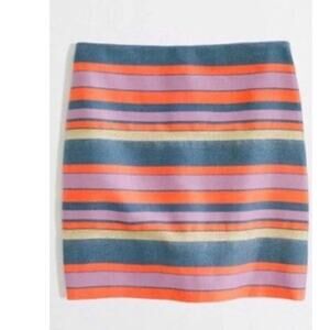 J CREW Women Shiny Stripe Mini Skirt Shimmer Blue Pink Gold Stripe Multicolor 4